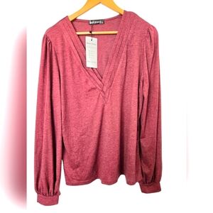 Agnes Urban Women's Pink V-Neck Top Size Large